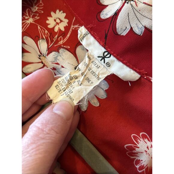 Vtg 90s Y2K Red White Daisy Button From Shirt Dress Sz 7 S - Picture 4 of 7